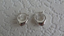 Silver tone huggie earrings