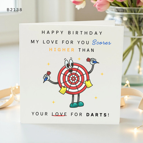 Funny birthday card - card, darts