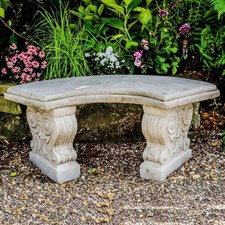 Stone Garden Bench Curved