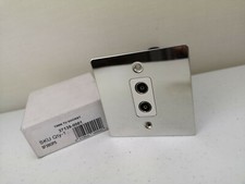 VOLEX Polished Chrome White Insert Twin TV  Socket FLAT PLATE NEW