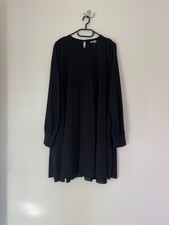 Women's H&M Long Sleeve Shirt Type Pleated Dress Black Size L