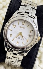 Seiko Kinetic Auto Relay 5J22-0B69 Men’s Watch White Dial with Gold Markers 