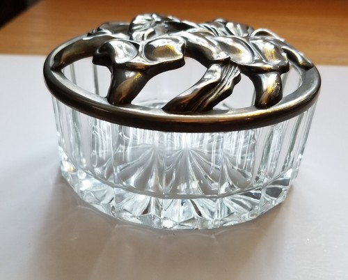 Vtg silver tone thick - tone, glass