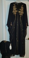 2PC. CROWN JEWELS CHIFFON  *HEAVILY GOLD CRYSTALLIZED* LUXURY ABAYA WEDDING 
