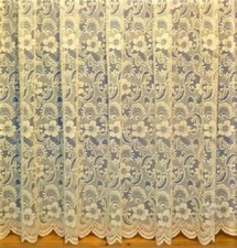 luxury Cambridge floral Cotton Look cream lace net curtain sold by the metre