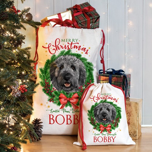Black labradoodle christmas - black,