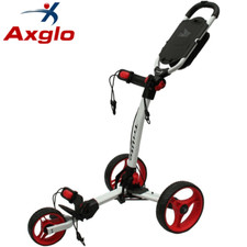 AXGLO 2025 TRILITE 3 WHEELED GOLF PUSH TROLLEY +FREE ACCESSORY PACK - WHITE/RED