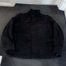 Next Italian Moleskin Jacket Size Large Mens Zip Up Black Winter Pre Loved Used