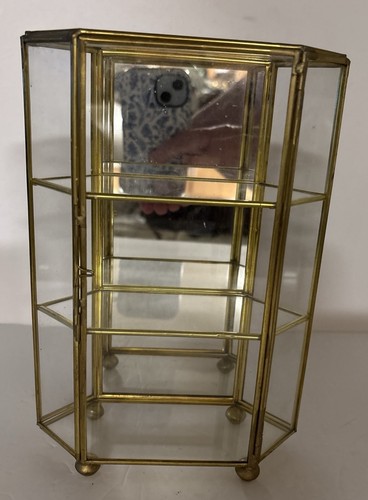 Vtg glass with brass tabletop - glass,