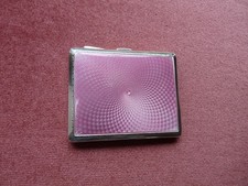 SOLID STERLING SILVER  WITH PINK GUILLOCHE ENAMEL CIGARETTE CASE