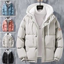 Men's Hooded Jacket Winter Insulated Coat Quilted Bomber Jacket Casual Outcoat