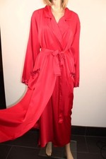 VTG REGER RED GLOSSY LIQUID SATIN & LACE NIGHTDRESS & ROBE SET SIZE 20 LONG
