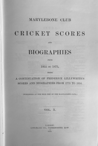 Lillywhite cricket scores - cricket,