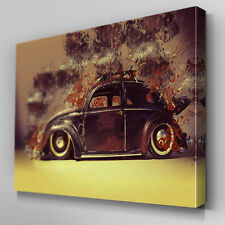 Cars463 Flower Art Volkswagen Beetle Canvas Art Ready to Hang Picture Print