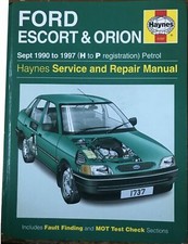 Ford Escort mk5 Orion Haynes Repair Manual 1990-1997 Cabrio Van 1.3 1.4 1.6 1.8