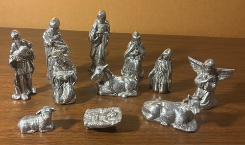 Vtg piece pewter - 11-piece, nativity
