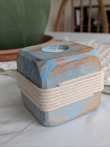 Handmade candle holder cube - handmade,