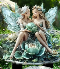 Enchanting Angel Garden Statue, Realistic Acrylic Sculpture with Butterfly Wing