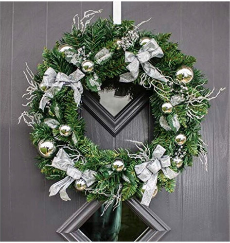 Christmas silver wreath - christmas,
