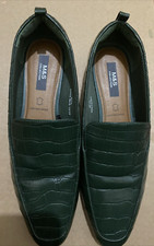 New Marks And Spencer’s Forest Green Leather Snake skin Shoes Size 6.5