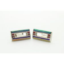 Thomas Pink England vintage multi colour striped rectangular cuff links. BNWOT