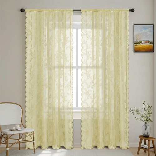 Lace sheer curtain panel - pc,