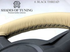 LEATHER STEERING WHEEL COVER FOR AUSTIN A35 COUNTRYMAN BLACK SEAM