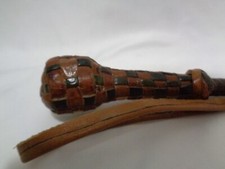 Vintage Handstitched Braided Leather Hunt Fox Hunt Riding Crop Whip 