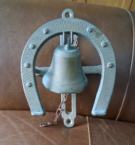Vintage brass horse - shoe, bell