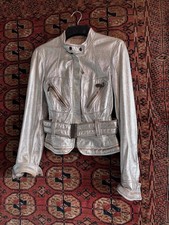 pinko silver leather jacket