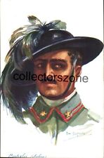 WW1 Paris Color  Italian Soldier  Caricature Printed postcard