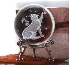 3D Cat Crystal Ball Glass