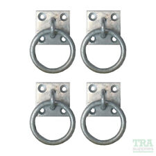 Ring on Plate Tie Rings PACK 4 Galvanised Horse Haynet Stable Lashing Equestrian