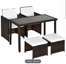 2 Seater Rattan Cube Garden Furniture Set – 5 Piece Outdoor Patio Dining Set