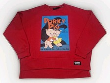 Looney Tunes Porky Pig Red Jumper Pullover Retro Size Women's 12/14 M Distressed