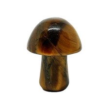Mushroom Tigers Eye Gemstone Crystal Carved Polished Mini Carving Quirky Gift x1