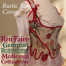 CORSET Bodice stays BASQUE medieval GEORGIAN lace up boned REN Faire Cottagecore