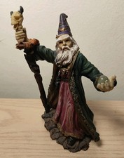 Wizard with Dragon Staff and Orb Ornament Statue Figurine Sculpture 16cm
