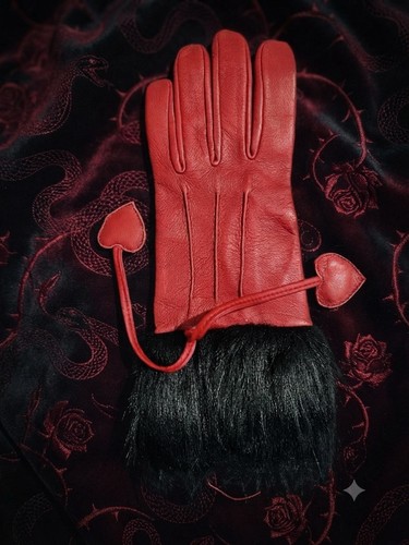 Red sheep leather gloves - sheep,