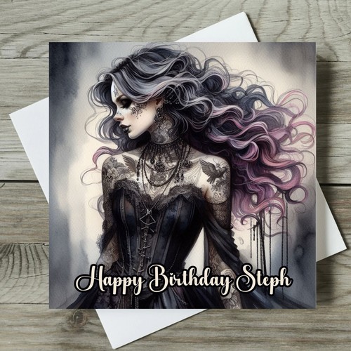 Gothic birthday card goth girl - goth,