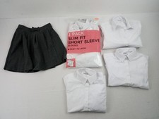 M&S Girls School Uniform 7xPcs White Blouse Grey Skirt Size 7-8Yrs NWOT F2