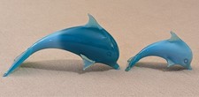 Handmade Aqua Blue Glass Dolphin Figurines Set Of 2.