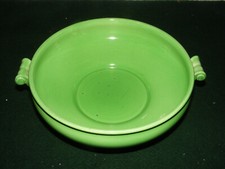 VINTAGE ASHTEAD POTTERS POTTERY LARGE BOWL ROLLED HANDLES ART DECO APPLE GREEN