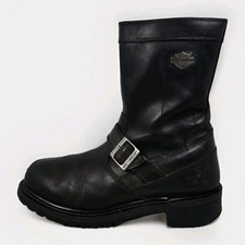 Harley Davidson (96004) Black Leather Zip Up Engineer Boots - Mens 10