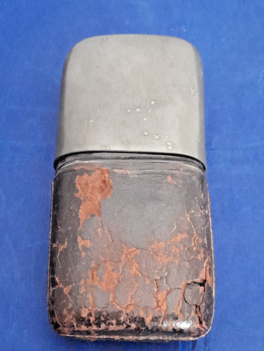 Antique hip flask leather - antique,
