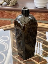Antique 1800's Glass Bottle -Green/Brown Hand Blown RARE Collectable(ref F)