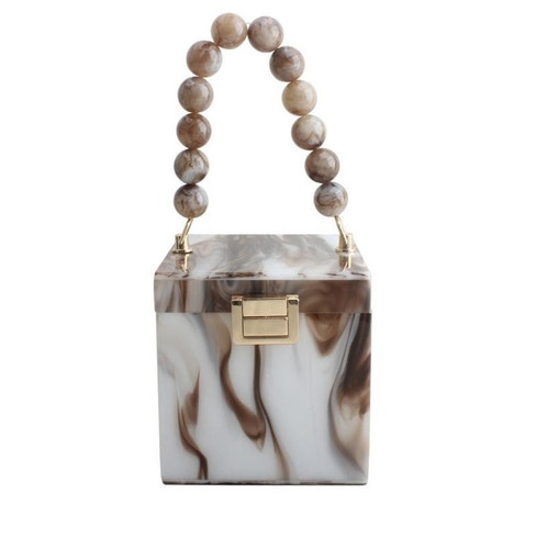 Marble brown lucite box - marble,