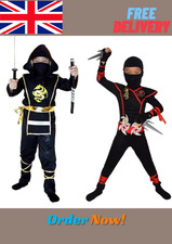 Authentic Kids Ninja Costume Set for Role Play and Cosplay, Ninja Clothes with H