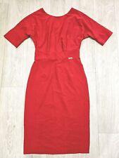 Preloved VGC Ladies Plain Pencil Dress Boat Neck,back Bow, Side Slit Size 8