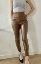 ZARA High Waist Tan Brown Faux